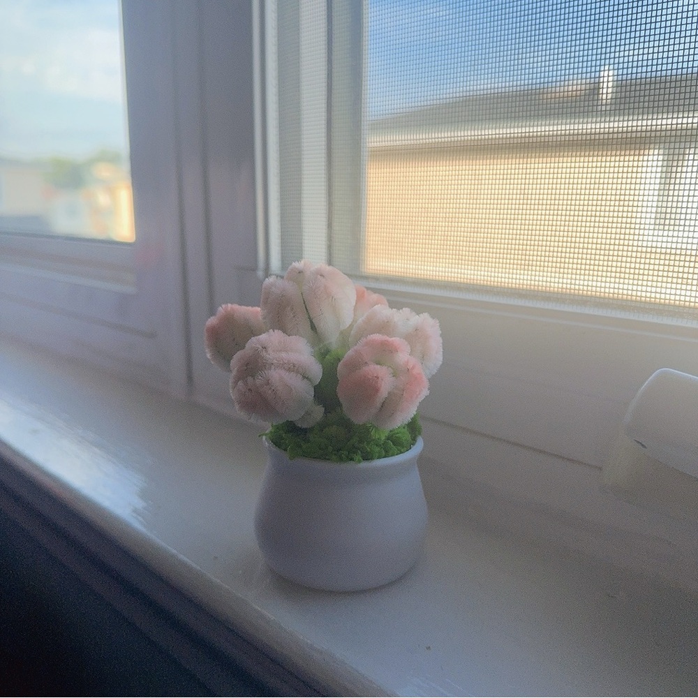 Handmade Chenille Stem Tulip Floral Pot